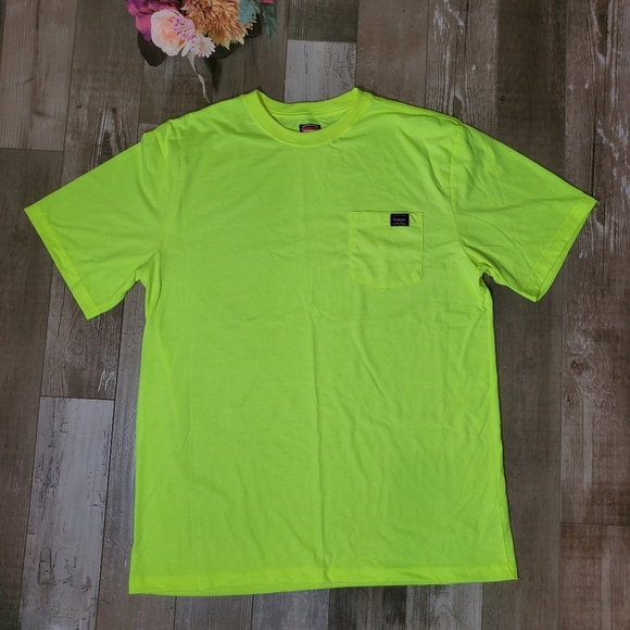 Wrangler Workwear Men’s Tee XLT 46/48 Neon Safety T-Shirt Highlighter Yellow NEW - Picture 1 of 16